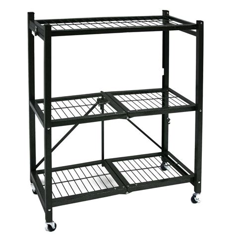 folding metal shelves on wheels